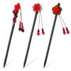 3 Pcs Chinese Wooden Flower Hair Chopsticks, Handmade Retro Hairpins for Women, Retro Wooden Hairpins Japanese Classic Chopsticks Classic Hair Accessories for Women view 1