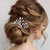 2 Pcs Hair Comb Bling Bridal Rhinestone Silver Side Comb Bling Crystal Hair Accessories For Women Elegant Silver Flower Bridal Headpieces Hair Combs For Bridesmaids And Girls view 4