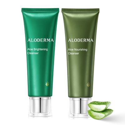 Aloderma Aloe Cleanser Set, 2 Pieces - Nourishing Cleanser, Brightening Face Wash