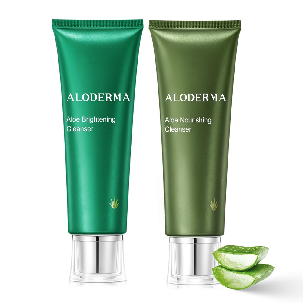 Aloderma Aloe Cleanser Set, 2 Pieces - Nourishing Cleanser, Brightening Face Wash