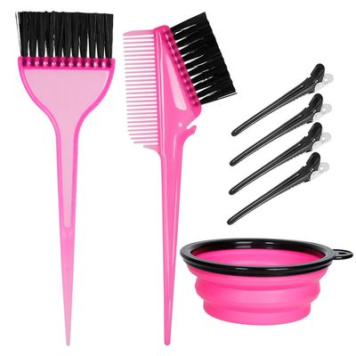 MOONMINI Hair Dye Color Brush and Bowl Set, Color Bowl Brushes Tool Mixing Bowl Kit Tint Comb for Hair Tint Dying Coloring Applicator (Pink&Black)