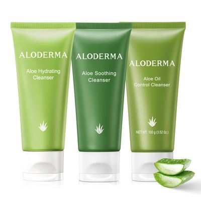 Aloderma Aloe Cleanser Set, 3 Pieces - Hydrating, Soothing, Oil Control Cleansers - Face Wash Set