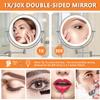 Auxmir 1X/30X Wall Mounted Lighted Makeup Mirror, 8" 3200 mAh Rechargeable Double-Sided Magnifying Mirror, Touch Dimmable 3 Color Lights, 360 Rotating Foldable 14.5" Extension Arm, Brushed Nickel view 3