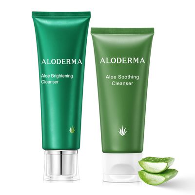 Aloderma Aloe Cleanser Set, 2 Pieces - Soothing Cleanser, Brightening Face Wash