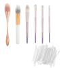 60 Pcs Makeup Brush Cover, Brush Guard Reusable Makeup Brushes Protector Expandable Brushes Nets Mesh Cover Set for Travel, Women and Girls Storing Make-Up, Rose (White) view 1