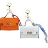 2 pack Mini Purse Keychain PU Leather Tiny Bags Pouches for Purse Pocket Bag Card Holder Data Cable Organizer Pouch Orange White (Orange + White) view 1