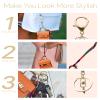 2 pack Mini Purse Keychain PU Leather Tiny Bags Pouches for Purse Pocket Bag Card Holder Data Cable Organizer Pouch Orange White (Orange + White) view 3