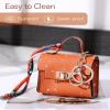 2 pack Mini Purse Keychain PU Leather Tiny Bags Pouches for Purse Pocket Bag Card Holder Data Cable Organizer Pouch Orange White (Orange + White) view 4