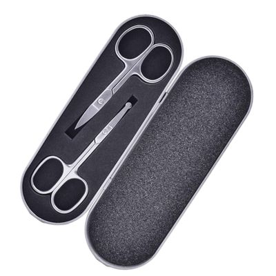 Beaupretty 2Pcs Stainless Steel Eyebrow Scissors Set Nose Hair Trimmer Professional Makeup Tool for Eyebrow Shaping and Grooming Suitable for Men and Women