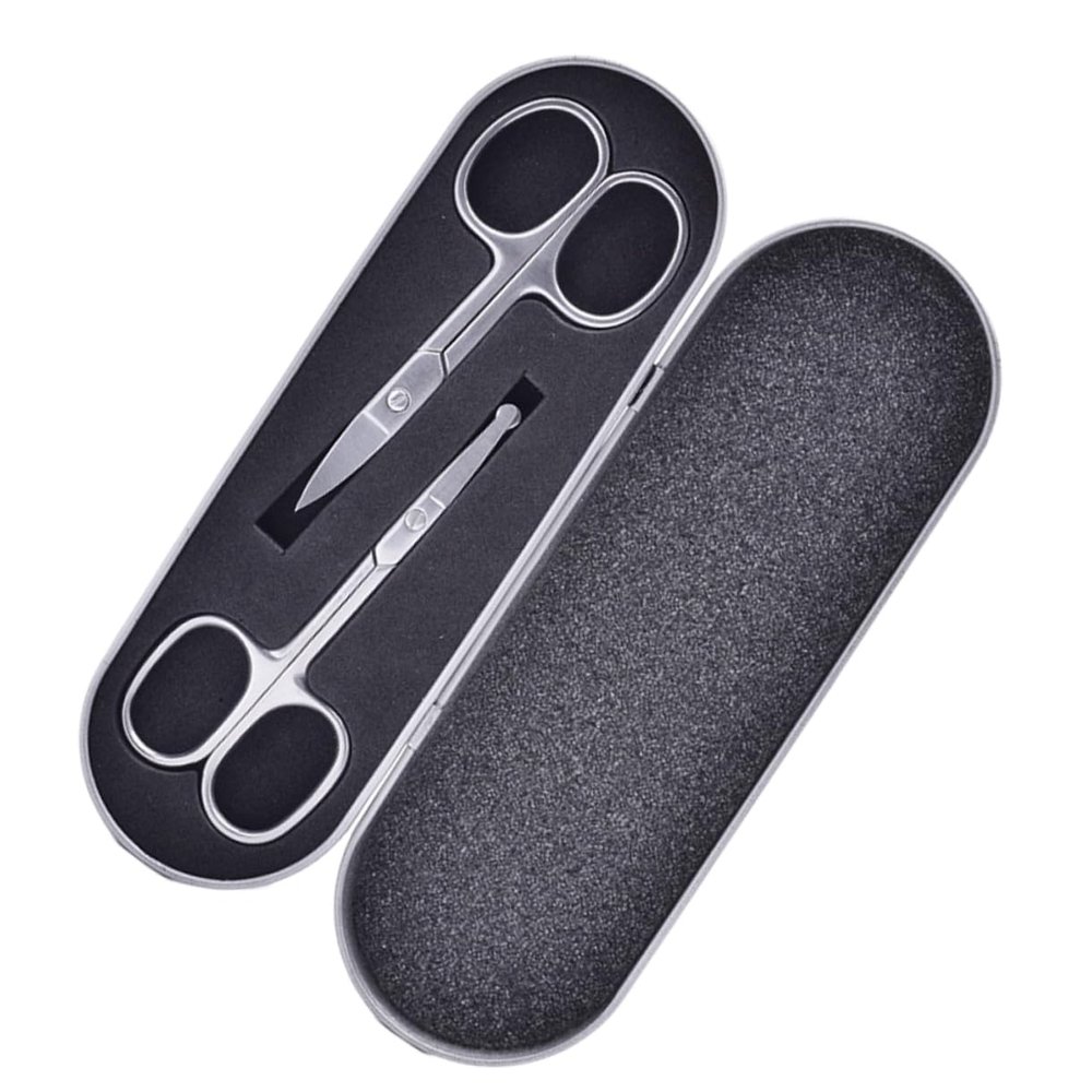 Beaupretty 2Pcs Stainless Steel Eyebrow Scissors Set Nose Hair Trimmer Professional Makeup Tool for Eyebrow Shaping and Grooming Suitable for Men and Women