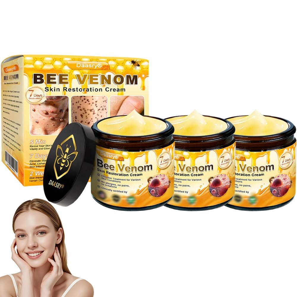 Bee Venom Skin Treatment Cream, Advanced Firming & Wrinkle-Reducing cream, Bee Venom Skin Restoration Cream, Natural Serum Suitable for All Skin Types (3 Pack)