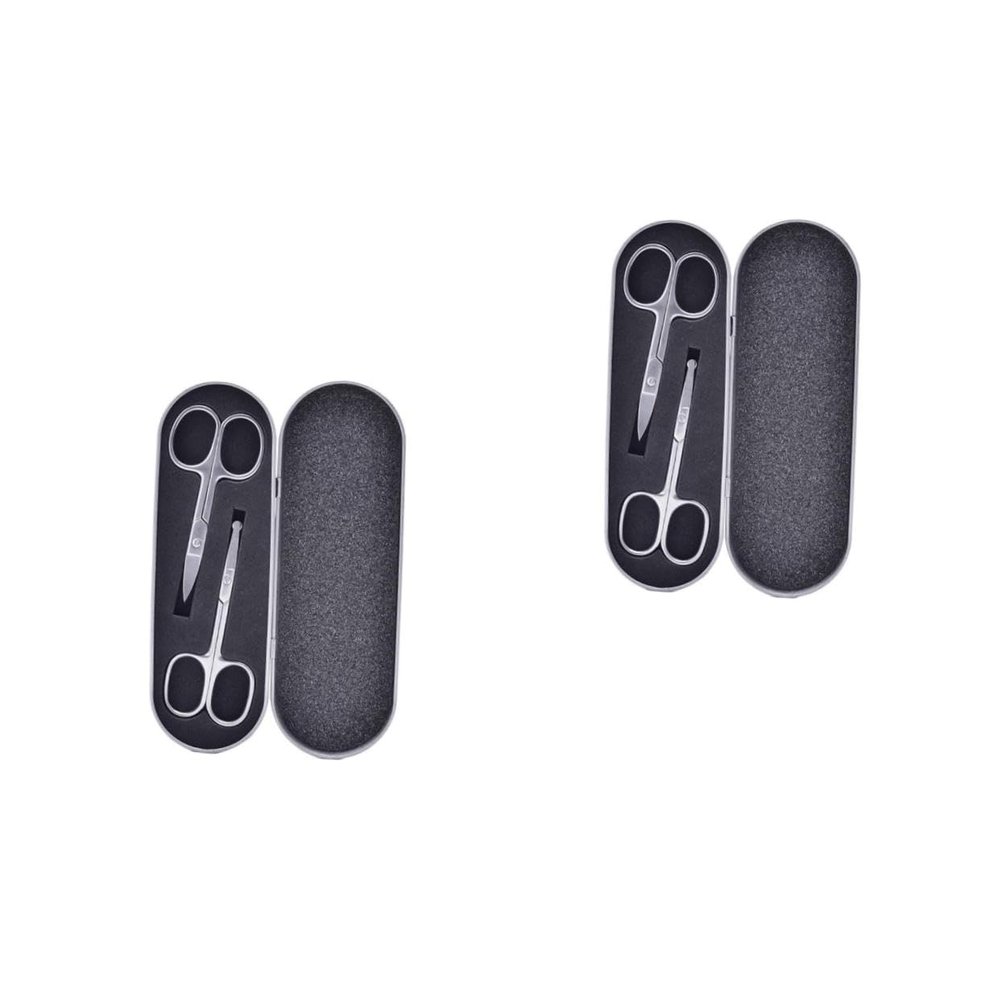 Beaupretty 4pcs Stainless Steel Eyebrow Scissors for Makeup Nose Hair Trimming Tipped Design for Safe Grooming Includes Precision Eyebrow Scissors and Trimmer Black