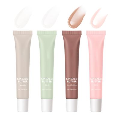 Qifylmaf 4 Flavors Lip Glossy Butter Balm Lip Tint Hydrating Lip Gloss Ultra-Hydrating & Nourishing Lip Care with Natural Ingredients (4 Color)