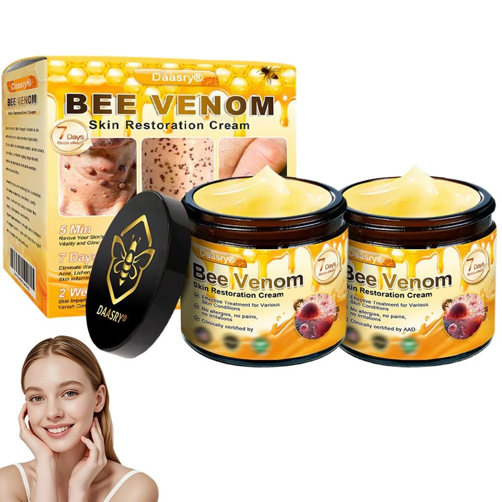 Bee Venom Skin Treatment Cream, Advanced Firming & Wrinkle-Reducing cream, Bee Venom Skin Restoration Cream, Natural Serum Suitable for All Skin Types (2 Pack)