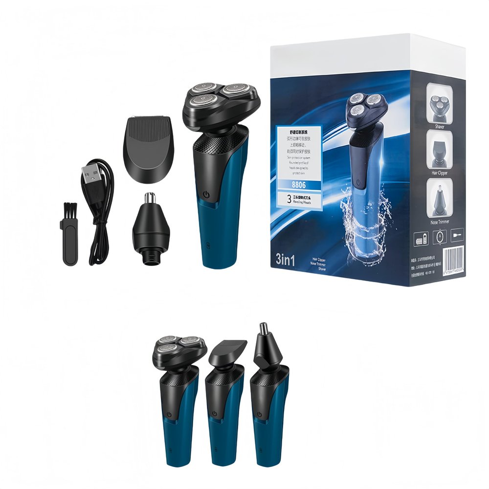 3 in 1 Electric Razor for Men Rechargeable/Foil Shaving, Nose, Sideburns