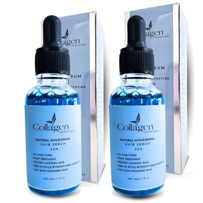 Collagen Tripeptides - GHK-Cu Thicker Fuller Looking Hair as soon as 7-9 weeks, 30ml DHT Blocker For Thinning Hair, Nourishing Lightweight Formula 1oz (Dual Pack)
