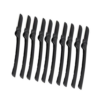 PartyKindom 10pcs Folding Eyebrow Razor Trimming Tool Kit Black Portable Eyebrow Shaper for Women Trimmer and Scissors for Makeup and Grooming