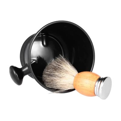 Healvian Classic Stylish Shaving Soap Bowl Plastic Shaving Mug for Men Black Handle