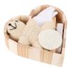 PartyKindom Heart-Shaped Bathing Set 6-Piece Fashionable Bath Supplies Kit Wooden Bear Scrubber for Adults and Boys and Girls for Home or Travel view 1