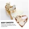PartyKindom Heart-Shaped Bathing Set 6-Piece Fashionable Bath Supplies Kit Wooden Bear Scrubber for Adults and Boys and Girls for Home or Travel view 2