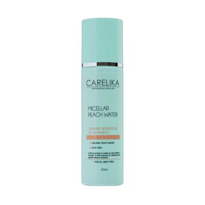 CARELIKA Micellar Peach Water  Gentle Makeup Remover & Aloe-Enriched Facial Cleanser for All Skin Types, 200ml