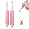 2 PCS Piercing Ball Grabber Tool Set,4 Claw Diamond Tweezers for Easy Jewelry Changing,Piercing Removal Tool,Stainless Steel Gem Pickup Tool for Septum, Earrings,Small Parts,Pink view 1
