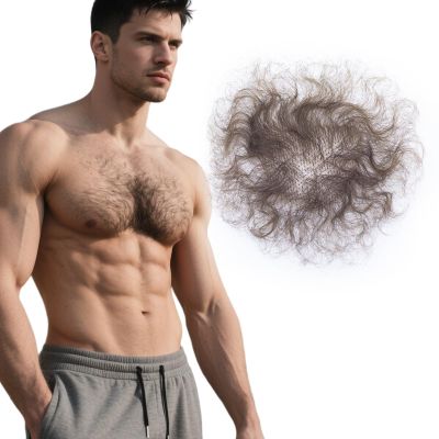 puheca Fake Chest Hair Handmade Full Lace Body Hairs Adding Volume Enhancement of Manliness Invisible Realistic Fake Chest hair