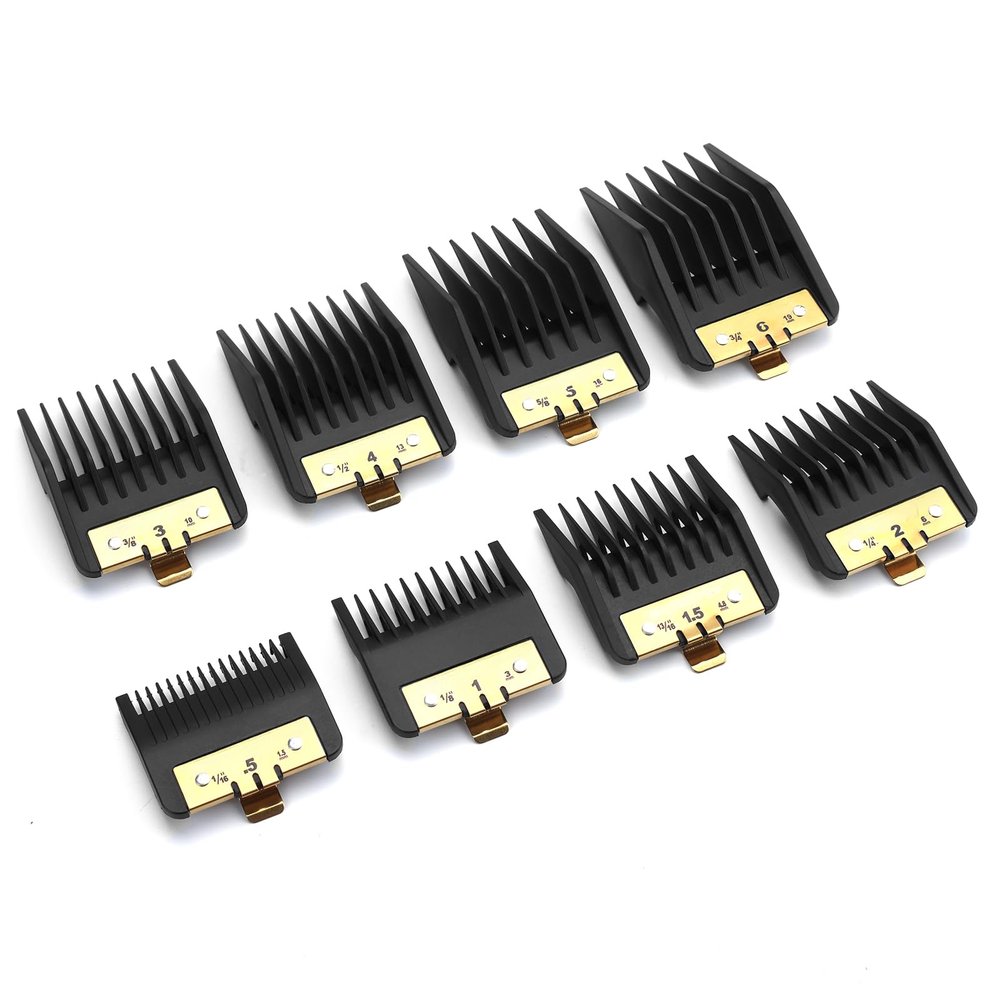 8 Pack Clipper Guards set with Metal Clip for BaBylissPRO Series Hair Clippers, Cutting Lengths 1/16"-3/4"Replacement for BaByliss Clipper Guards