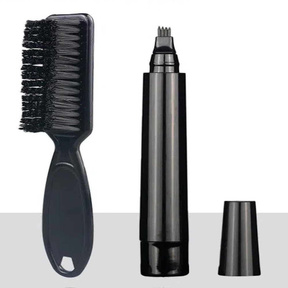 ACHANHUAI Men's Beard Care Pen Four-pronged Beard Filler Eyebrow Pencil Waterproof Brush Beard Brush Set