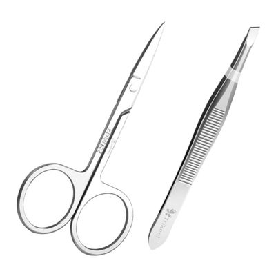 PartyKindom Eyebrow Tweezer Brow Scissor Eyebrow Hair Clips Brow Clip Tweezers Portable Set