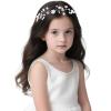 TIOSRU Flower Girl Headpiece Silver Wedding Headband for Girls Princess Tiara Crown with Pearl Flower Hair Accessories for Birthday Party Wedding First Communion view 2