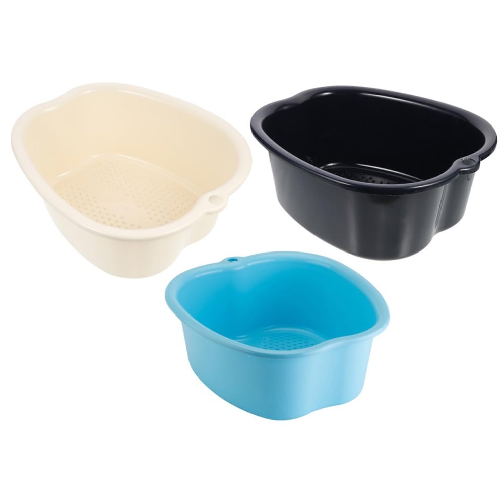 ASAKKURA Thick Plastic Foot Bath Basin 3PCS Massage Function Reusable Foot Soak Tub for Home Use for Relaxation and Self-Care
