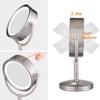 8.5 Inch Tabletop LED Lighted Makeup Mirror with Magnification, Brushed Nickel Double Sided Desk Vanity Mirror, Plug PoweredChrome,5X view 2