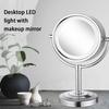 8.5 Inch Tabletop LED Lighted Makeup Mirror with Magnification, Brushed Nickel Double Sided Desk Vanity Mirror, Plug PoweredChrome,5X view 4