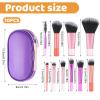 10 Pcs Travel Makeup Brush Set Travel Size Makeup Brushes Mini Easy Taken Make Up Brushes with Pouch, Portable Versatile Womens Make up Brush view 2
