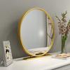 Free Standing Dressing Table Mirror Bedroom Makeup or Shaving Mirrors with Base Round Table Top MirrorGold,40cm view 2