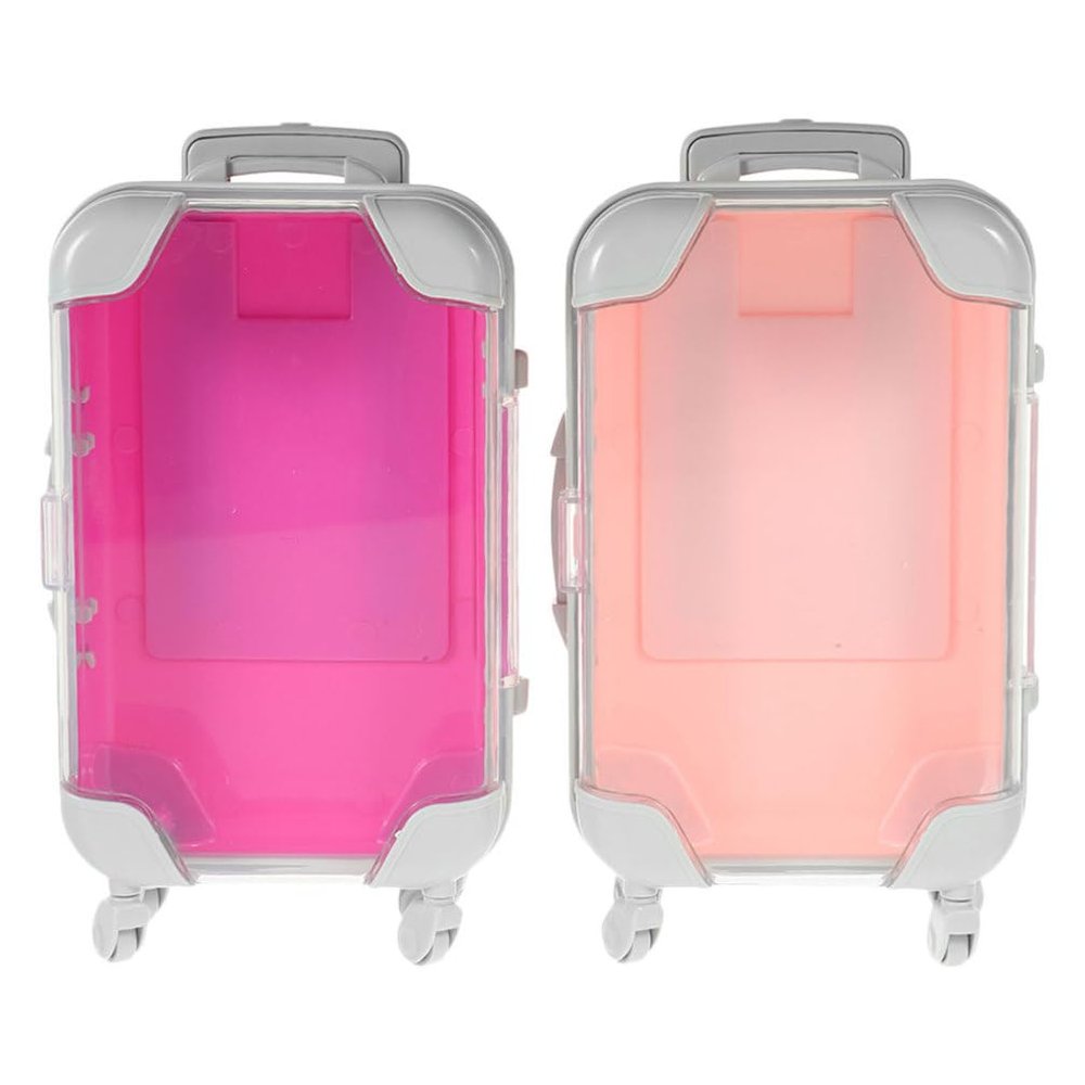 Angoily 2pcs Mini Makeup Suitcase: False Eyelash Storage Organizer Portable Travel Cosmetic Case for Women Adjustable Dividers