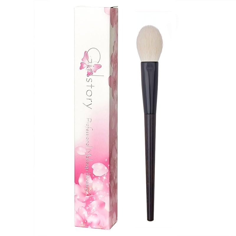 11 Hand Crafted Makeup Brushes Soft Saikoho Goat Hair Flat Round Blush Highlighter Brush Ebony Wood Handle Professional Make Up Brushes