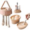 3-in-1 Makeup Brush Cleaner & Drying Rack | Foldable Silicone Mat for Foundation, Powder, Eyeshadow Brushes | Portable Travel Case, No Power Needed (Apricot) view 1