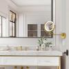 8" Make up Mirror Wall Mounted Lighted 10X Magnifying Hard Wired, Double Sides 3 Color Lighting Touch Dimming, 360 Swivel Extended Arm Shaving Light up Mirror for Bathroom, Brushed Moderne Brass view 2