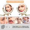8" Make up Mirror Wall Mounted Lighted 10X Magnifying Hard Wired, Double Sides 3 Color Lighting Touch Dimming, 360 Swivel Extended Arm Shaving Light up Mirror for Bathroom, Brushed Moderne Brass view 3