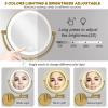 8" Make up Mirror Wall Mounted Lighted 10X Magnifying Hard Wired, Double Sides 3 Color Lighting Touch Dimming, 360 Swivel Extended Arm Shaving Light up Mirror for Bathroom, Brushed Moderne Brass view 4