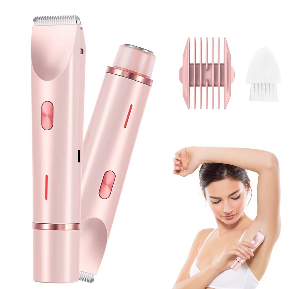 Bikini Trimmer for Wommen 2-in-1 -Rechargeable Electric Razors for Wommen,Painless Electric Shaver for Bikini,Underam,Legs,Arms -IPX7 Waterproof.