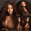 QEUOPE Color 4 Deep Wave Bundles Human Hair Dark Brown Deep Curly Wet and Wavy Bundles Double Weft Brazilian Hair Extensions Silky and Soft for Black Women (28 30 32 inch 3 Bundles) view 4