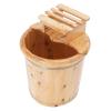 16in Wooden Foot Bath Bucket with Lid&Stool, Solid Wood Foot Soaking Tub Foot Basin Pedicure Barrel for Spa, Massage, Sauna view 1