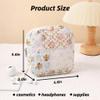 BIVIZKU Small Quilted Cosmetic Pouch for Purse, Mini Cotton Quilted Makeup Bag, Cute Make Up Pouch Bag Lipstick Holder for Women Girl (navy flower) view 2