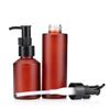 120ML/4oz Empty Frosted Wine Red Glass Lotion Bottles Refillable Soap Dispenser Makeup Cosmetic Containers Storage Vials with Black Pump Head for Cream Emulsion Essence Oil view 3