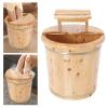 16in Wooden Foot Bath Bucket with Lid&Stool, Solid Wood Foot Soaking Tub Foot Basin Pedicure Barrel for Spa, Massage, Sauna view 4