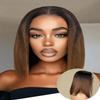 Beauty Forever Bob Wig Human Hair Black to Chestnut Brown Yaki Straight Bob Glueless Lace Front 150% Density 12 Inches Pre Cut Plucked HD Lace Bye Bye Knots Ready to Go Short Wig Beginner Friendly view 3