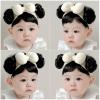 anilifier Baby Wig Headband with Hair,Baby Wigs Bows Accessories with 2 Bangs,Lovely Bowknot Wigs Headwear for Girls(PinkC) view 2